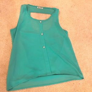 Turquoise High-Low Crop Top